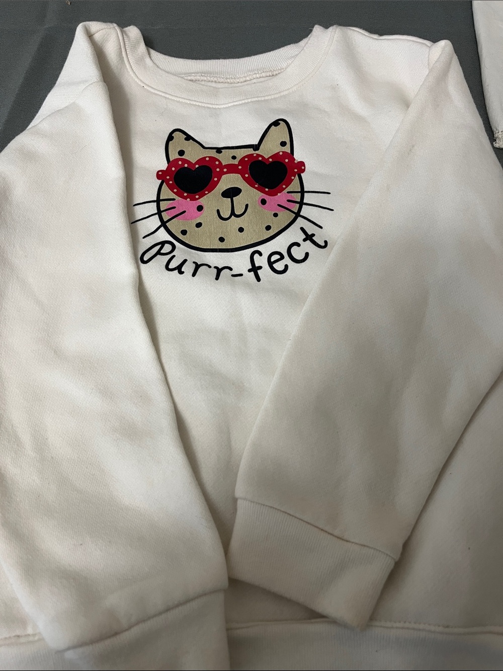 Garanimals White Kids Sweatshirt with Pink Heart Sunglasses Cat